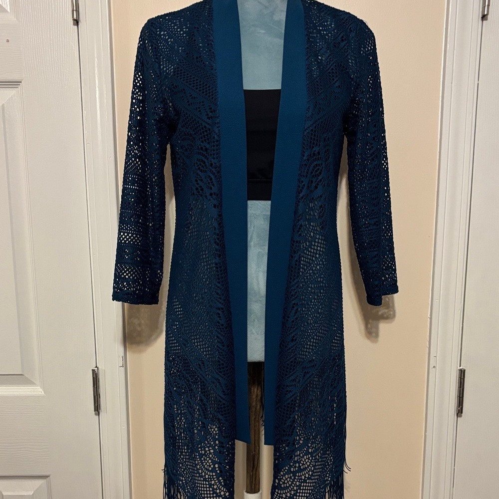 R&M Richards Deep Blue Lace Duster
